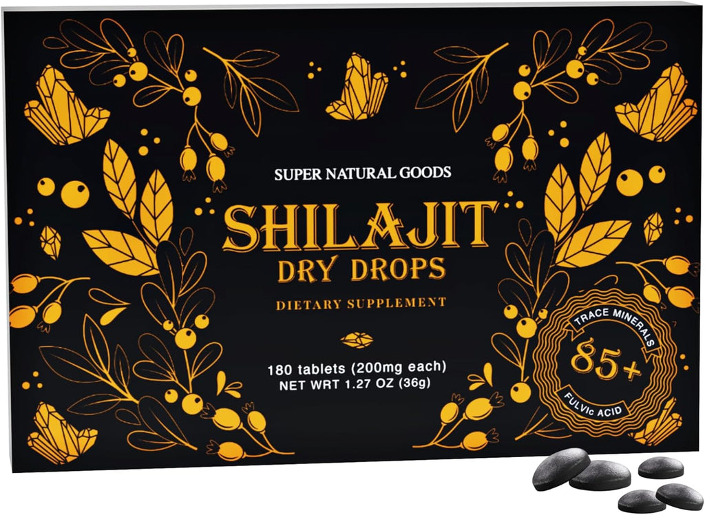 Pure Shilajit Resin Dry Drops - High Potency, Grade A, 100% Pure & Natural with Fulvic Acid & 85+ Trace Minerals
